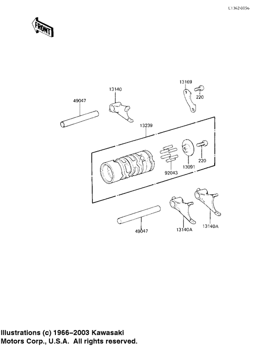  Gear change drum & forks