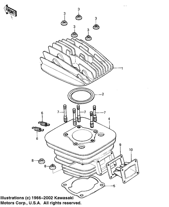 Cylinder head/cylinder/reed valve
