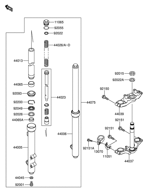 RM65 Вилка передней оси