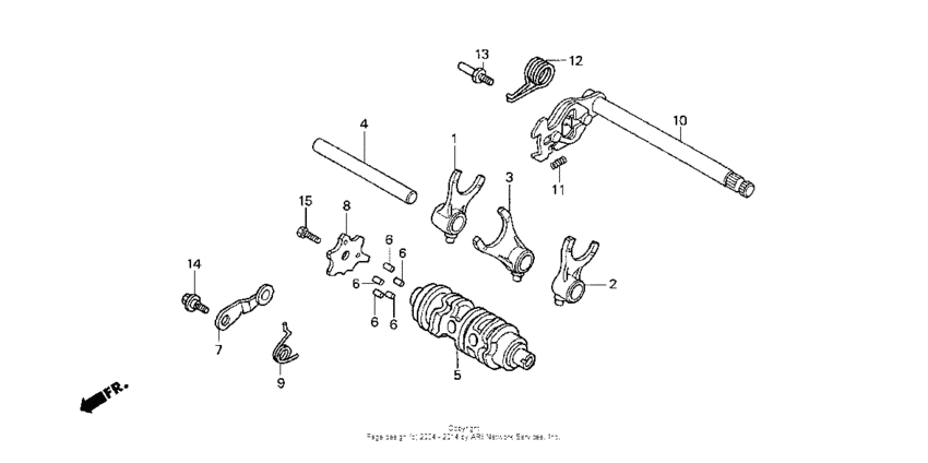 CB50 Gearshift drum + gearshift fork