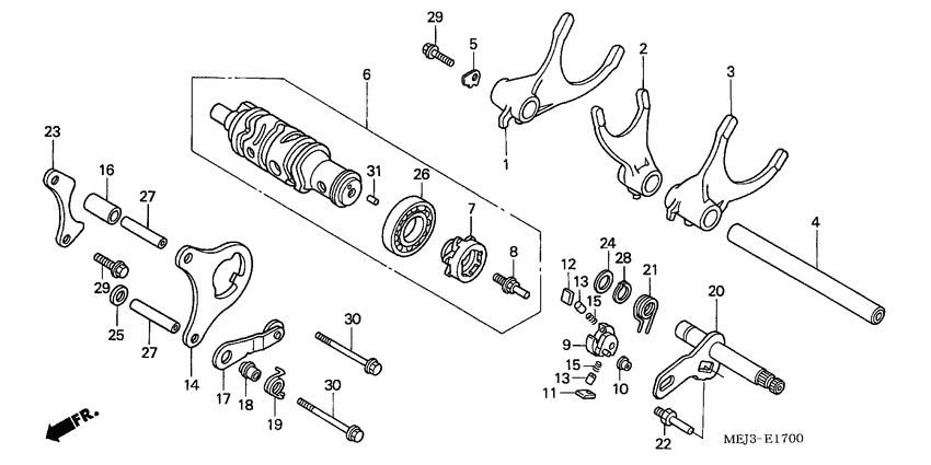 Gearshift drum/gearshift fork