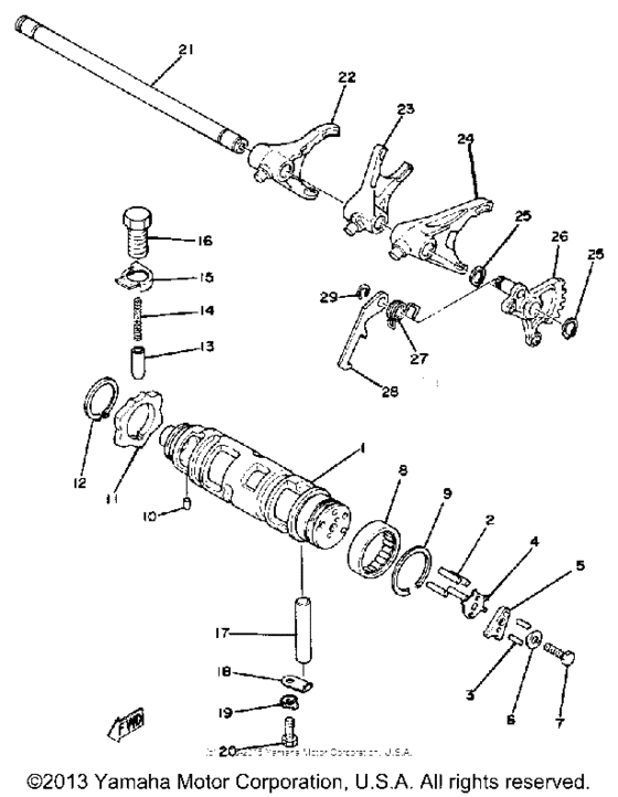 Shift cam-shift fork