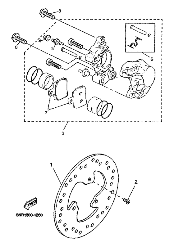 YP125D Задний суппорт