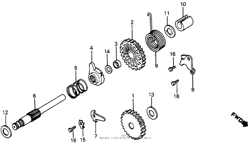 Kick starter spindle 82