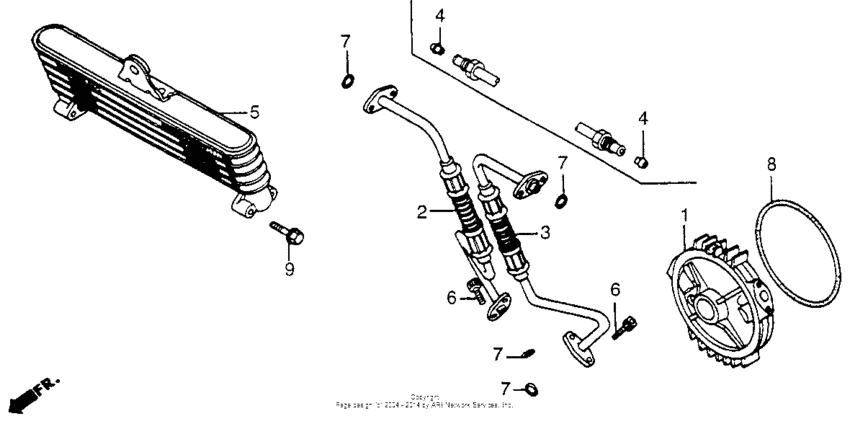 Oil cooler + oil pipe
