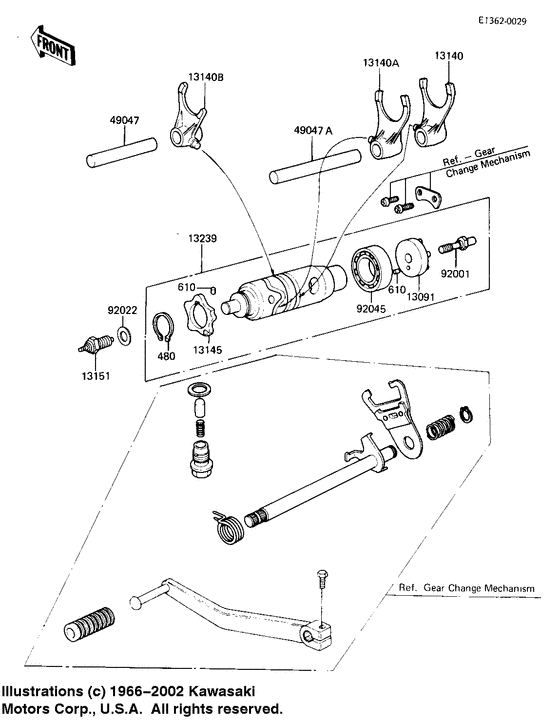 Gear change drum & forks