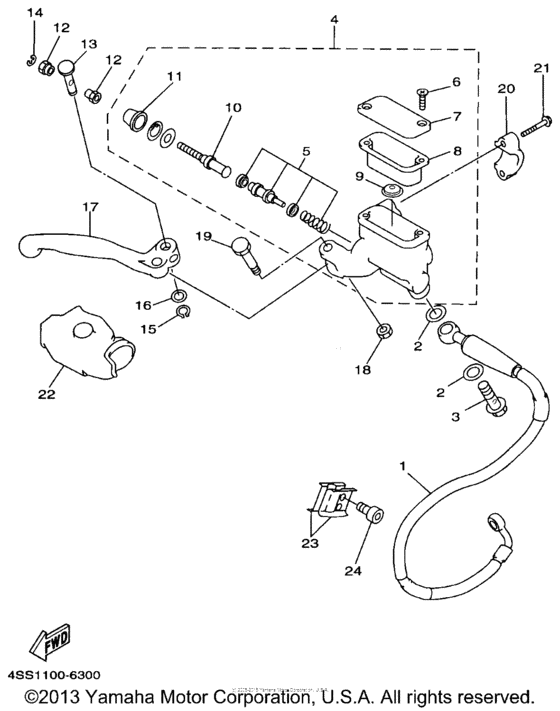 YZ125J1 Главный тормозной цилиндр