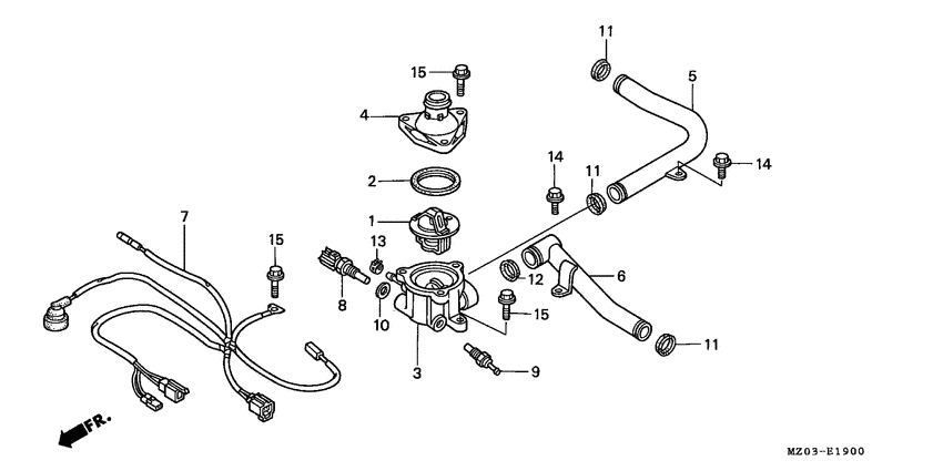 Water pipe/thermostat