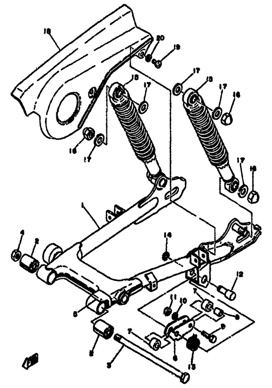 Rear arm/cushion chain case