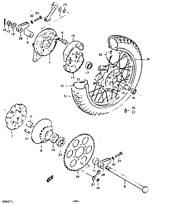 Rear wheel complete assy