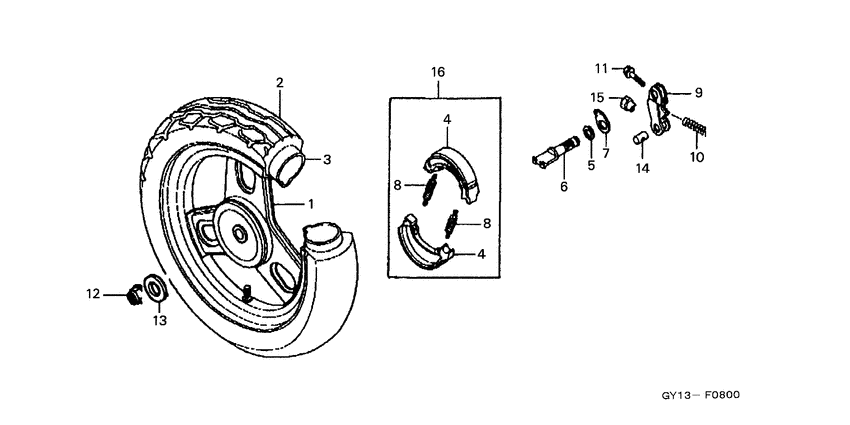 Rear wheel complete assy