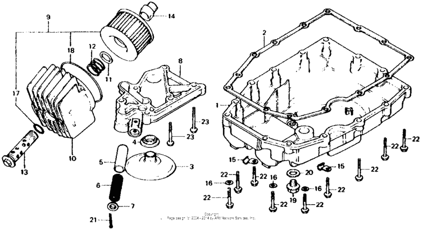 Oil filter + oil pan