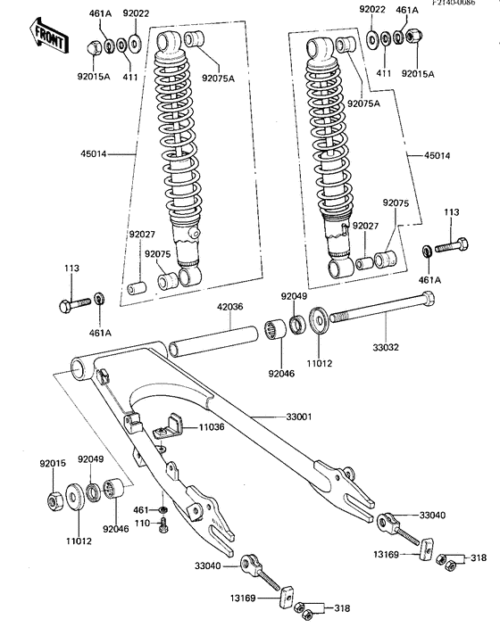 Swing arm/shock absorbers