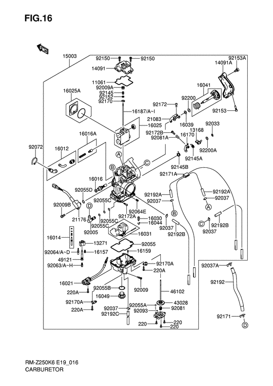 RM-Z250 Carburetor assy