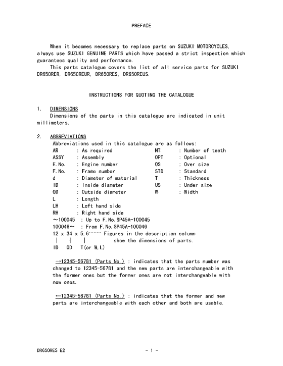 DR650 Catalog preface