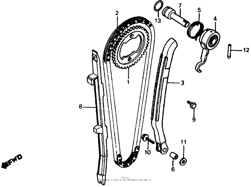 Cam chain + tensioner 83-84