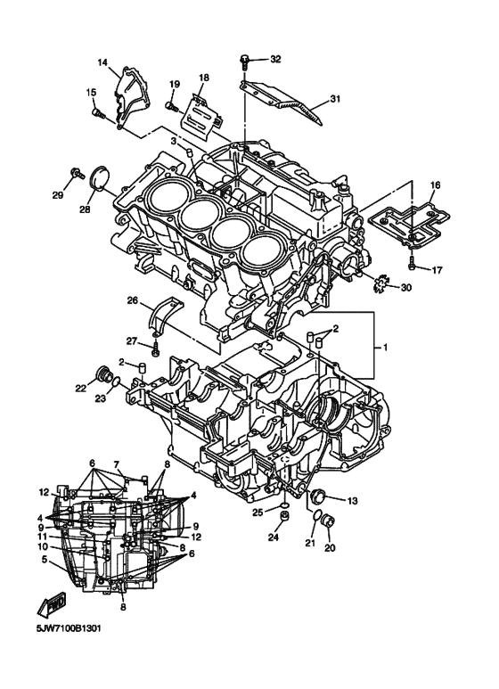 FJR1300 FJR13R Картер двигателя