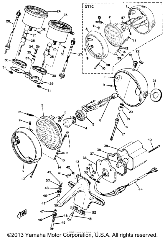 Head lamp, tail lamp & speedometer