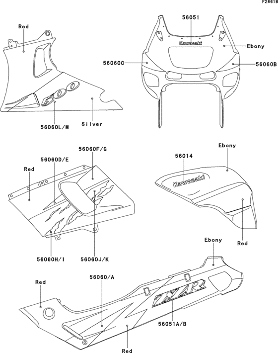 ZX500 Decals(ebony / red)(zx500-d2)