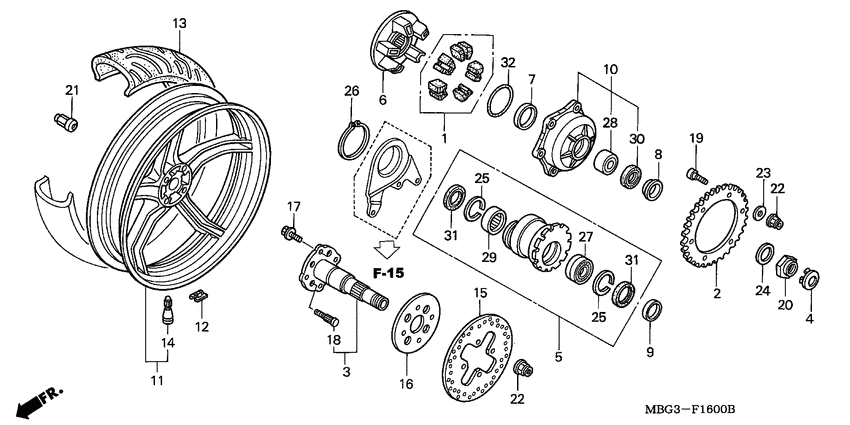 Rear wheel complete assy