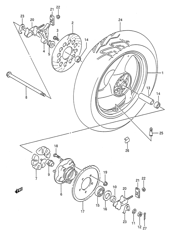 Rear wheel complete assy