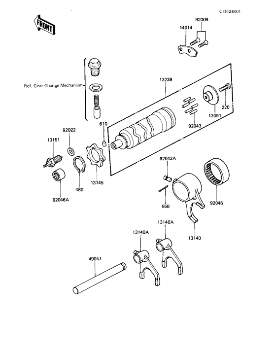 Gear change drum & forks