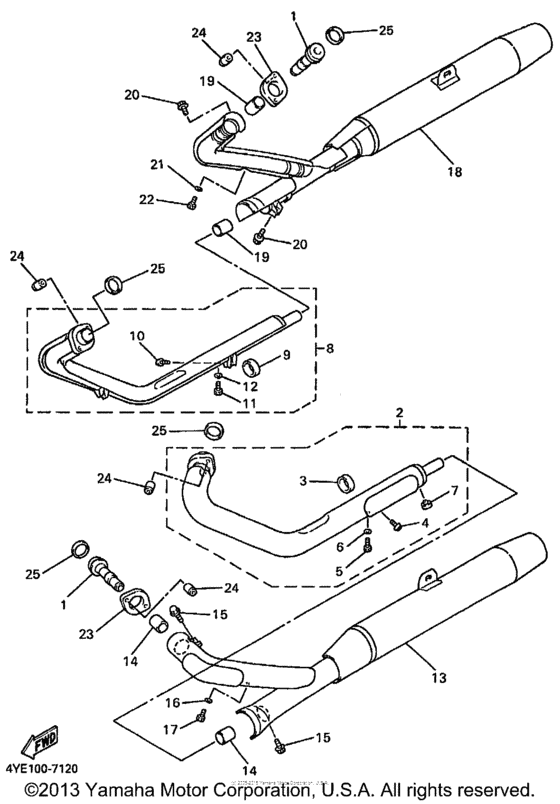 XVZ13LTKC Выхлопная система
