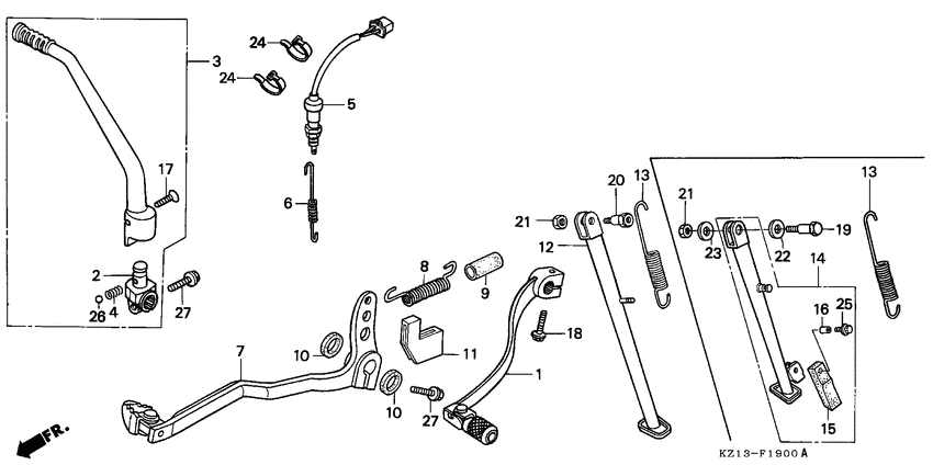 Pedal/kick starter arm