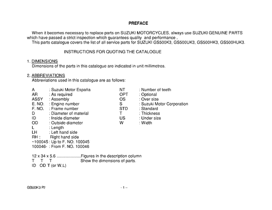 GS500 Catalog preface