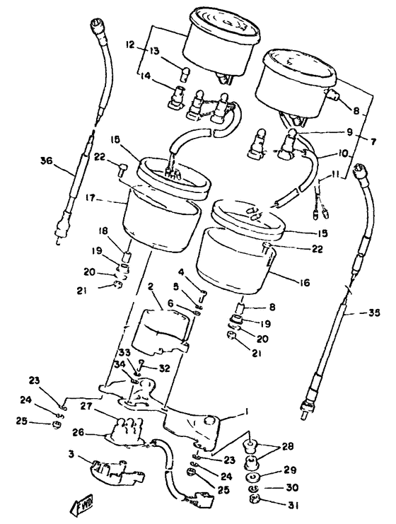 Speedometer. tachometer