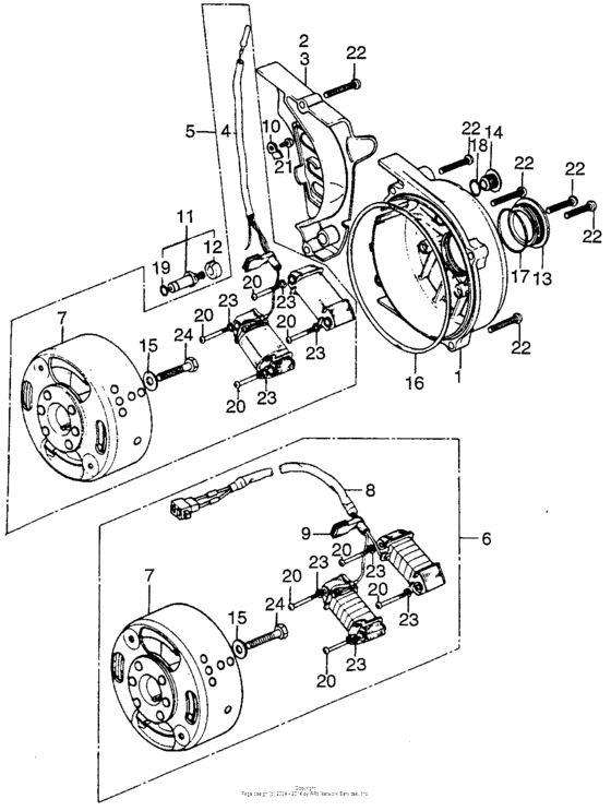 Left crankcase cover + alternator