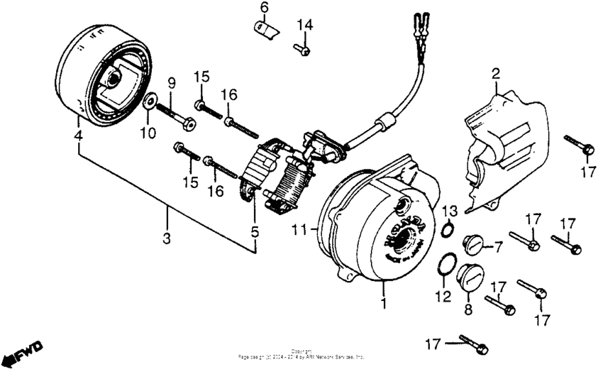 Left crankcase cover + alternator