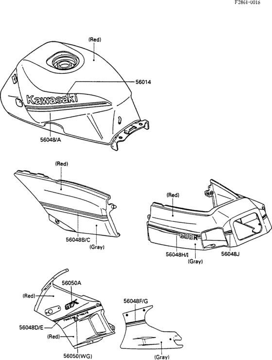 ZX600 Decals(red / gray)(zx600-c1)