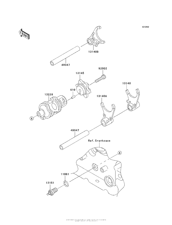 KL650 Валы и вилки переключения передач