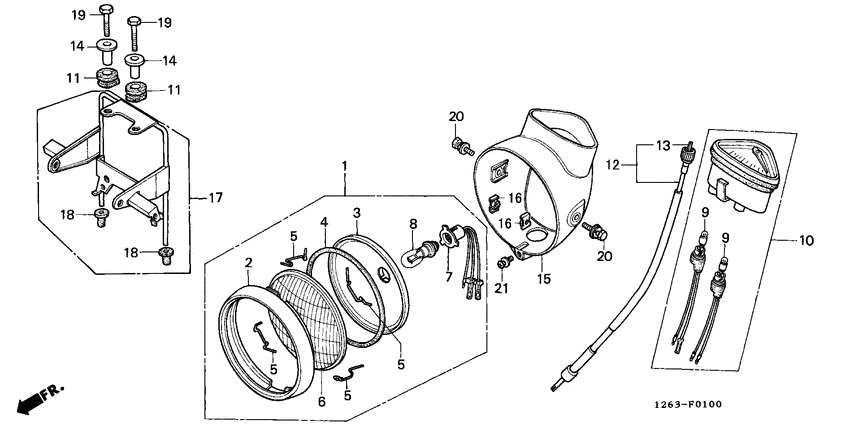 Headlight/speedometer
