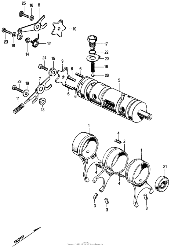 Shift drum + shift fork