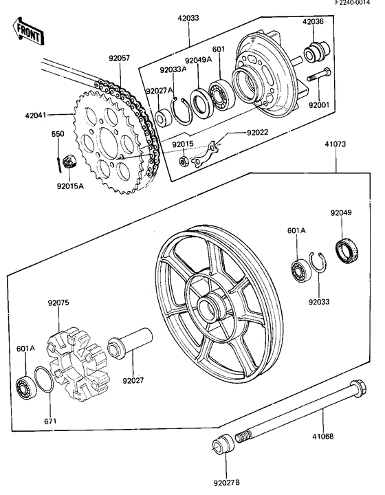 Rear wheel/hub/chain