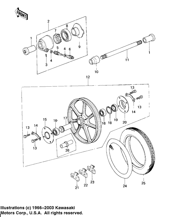 Front wheel/tire/hub