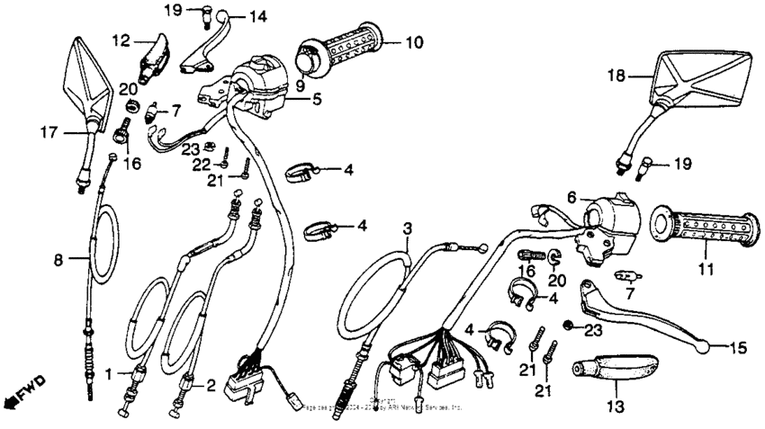 Control levers + switches + cables