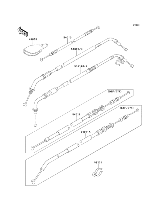 EJ650 Тросы управления