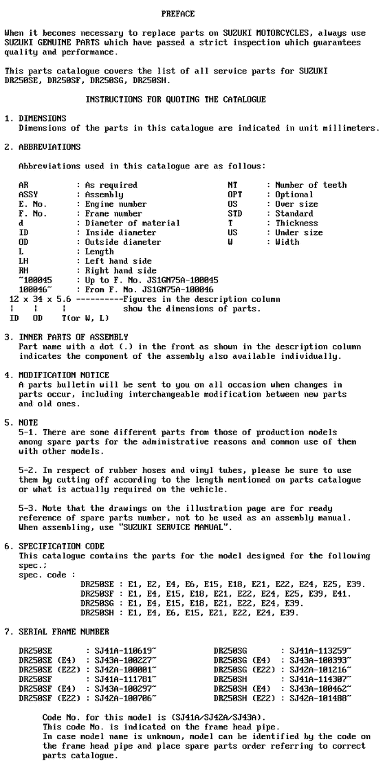 DR250 Catalog preface