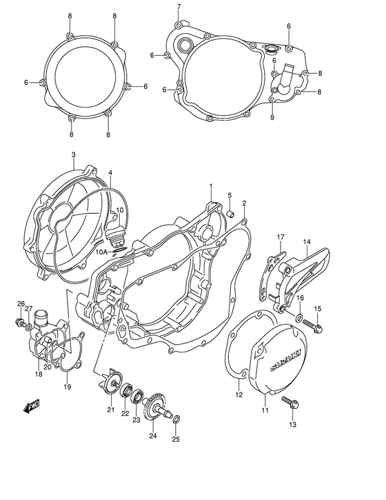 Crankcase cover- water pump