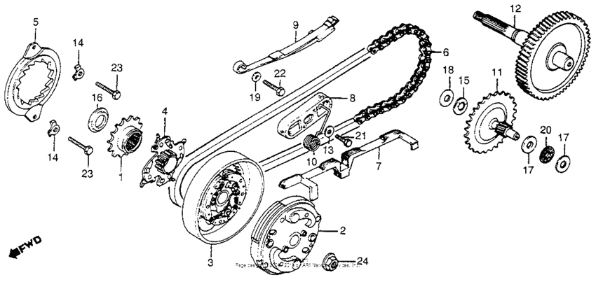Clutch drive chain final gear