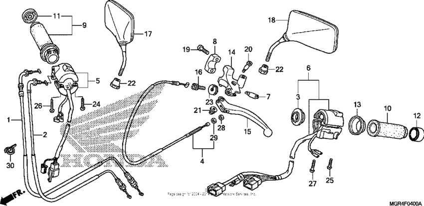 Handle lever + switch + cable + mirror
