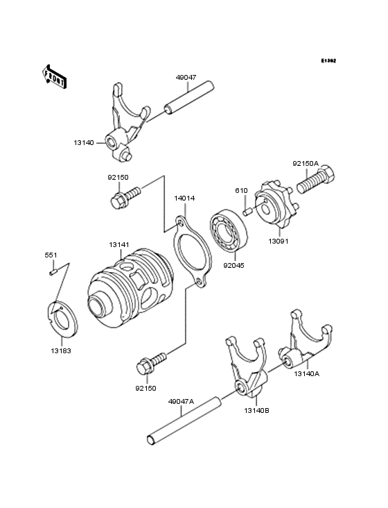Gear change drum & forks