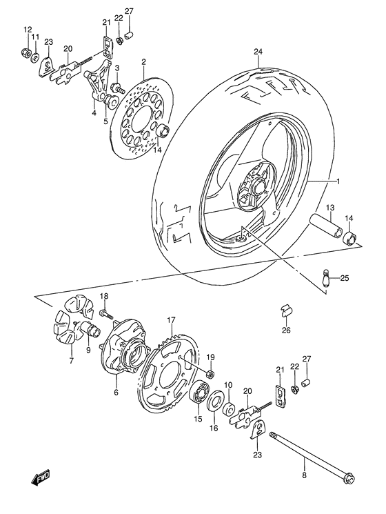 Rear wheel complete assy