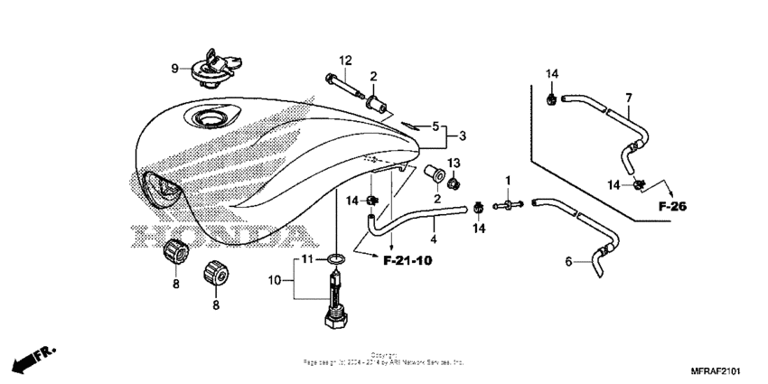 VT1300CX (ABS) Топливный бак
