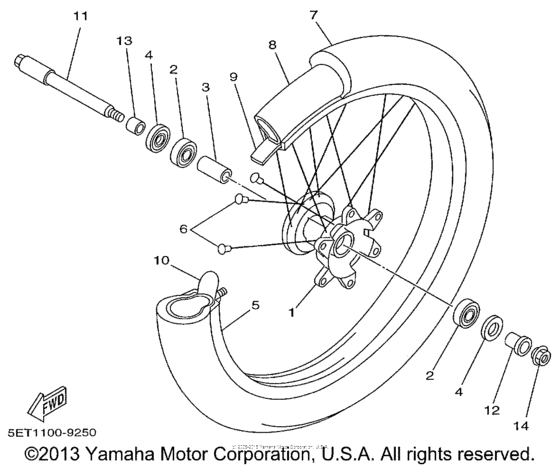 YZ125L1 Переднее колесо