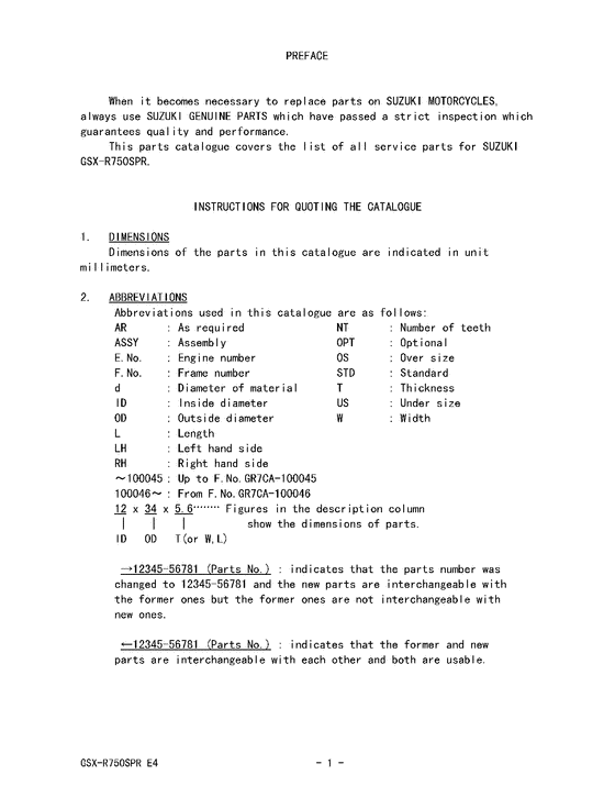 GSX-R750 Catalog preface