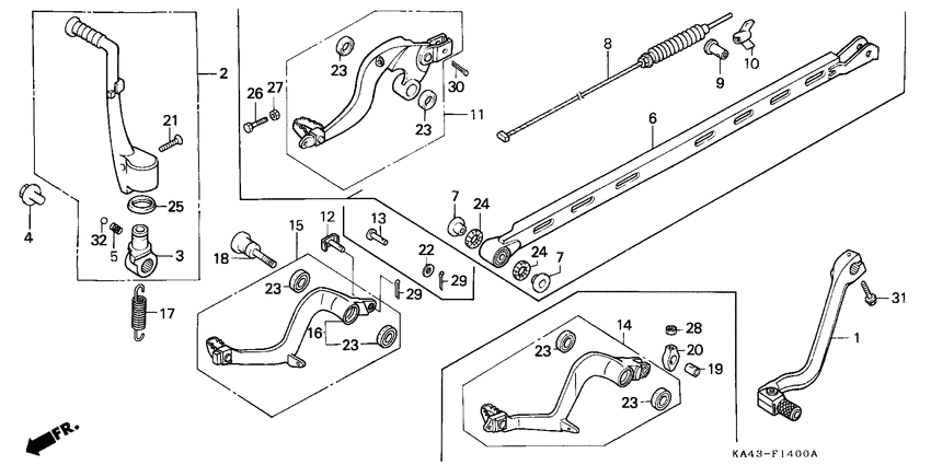 Change pedal/brake pedal/ kick starter arm